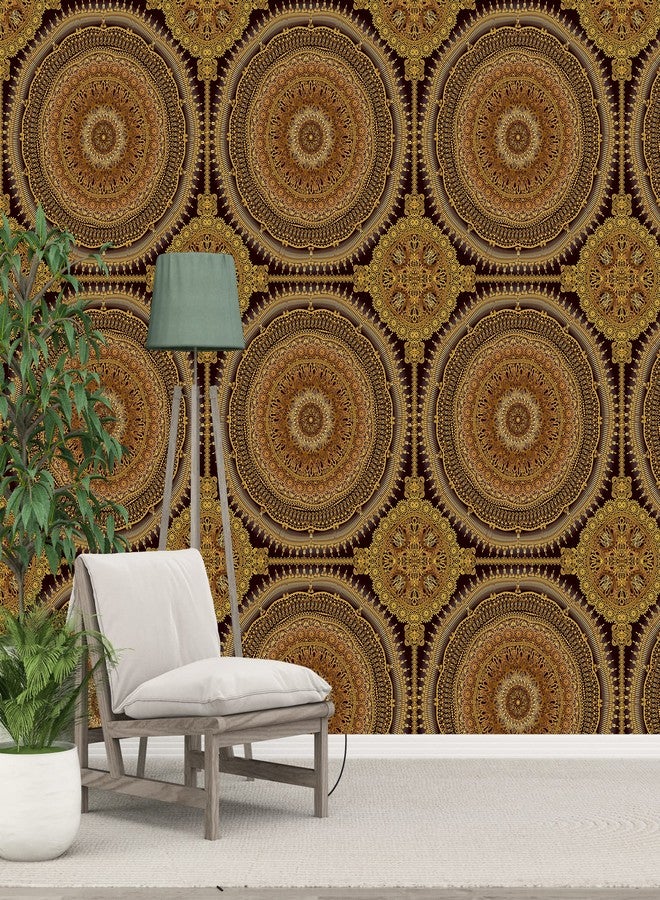 PAPER PLANE DESIGN Self-Adhesive Theme Mandala Wallpaper for Living Rooms Bedroom-1 Roll(Black &Golden) - Image 3
